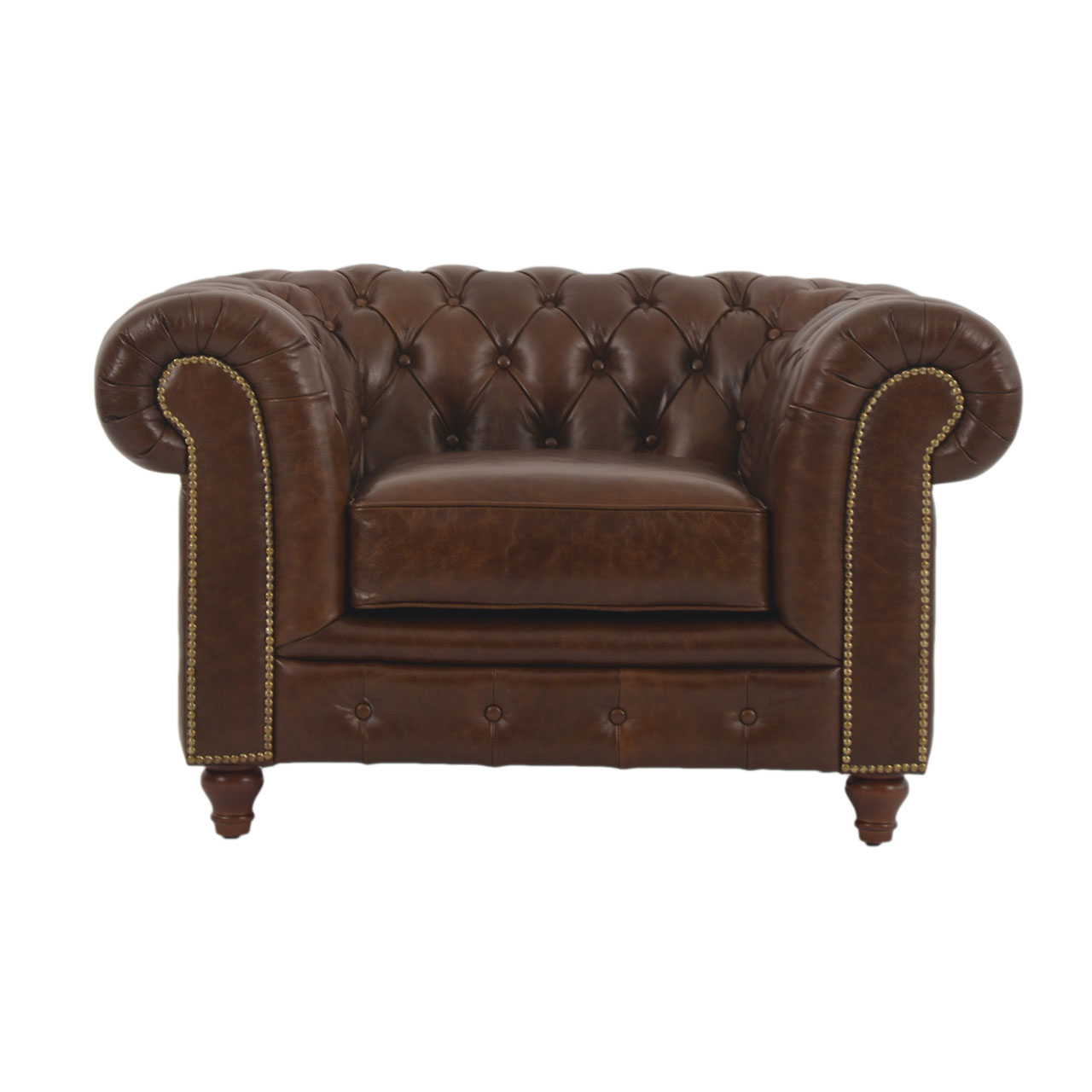 Jasmi Chestfield Seater Sofa Leather Shalimar Brown