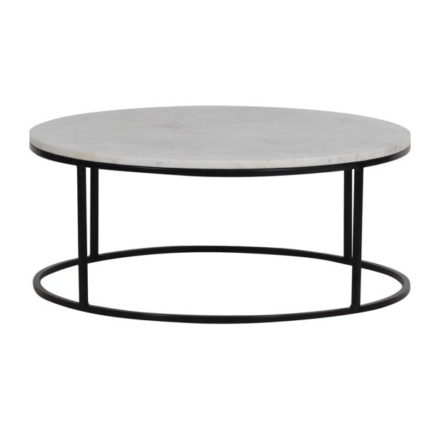 Keywest Iron Round Marble Top Coffee Table BK