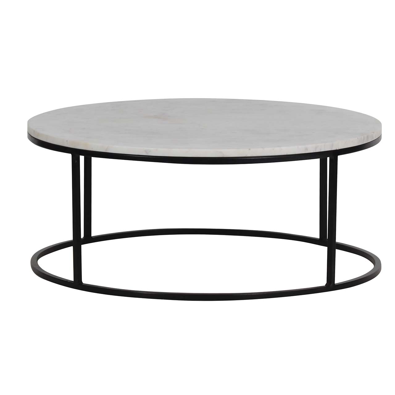 Keywest Iron Round Marble Top Coffee Table BK